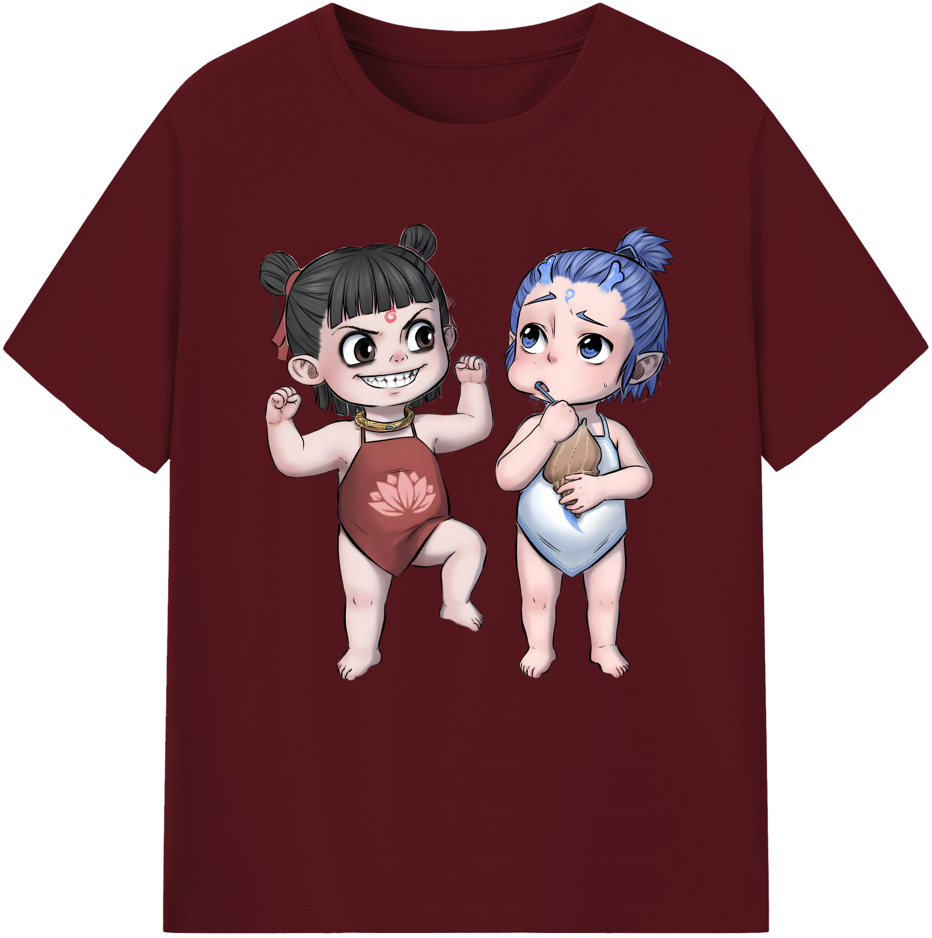 （画像用） Ne Zha 2 ナタ 魔童の大暴れ 綿100％半袖Tシャツ（フロントプリント）